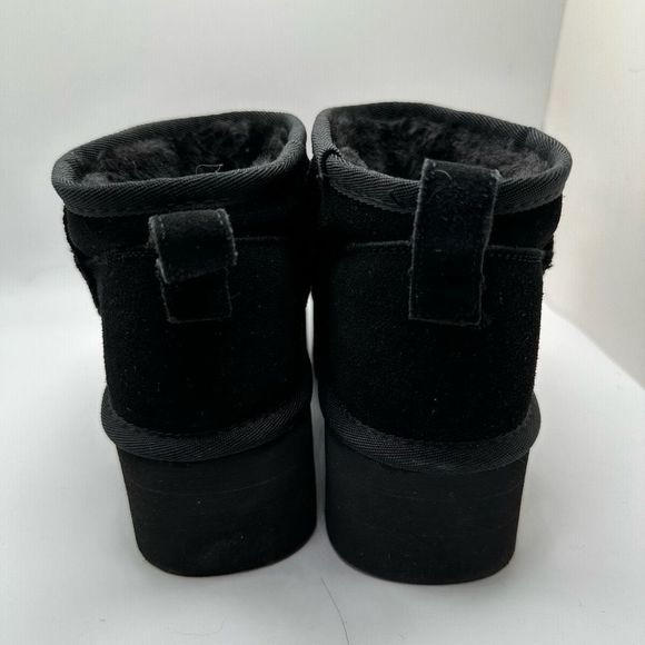 CUSHIONAIRE Women's Genuine Suede pull platform boot +Memory Foam 5 BLACK - Picture 4 of 7